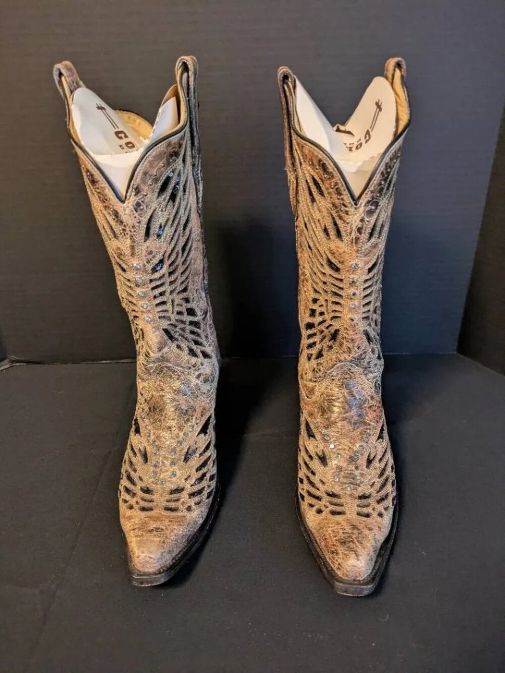 Corral Boots Bronze/Black Sequence & Crystal Butterfly